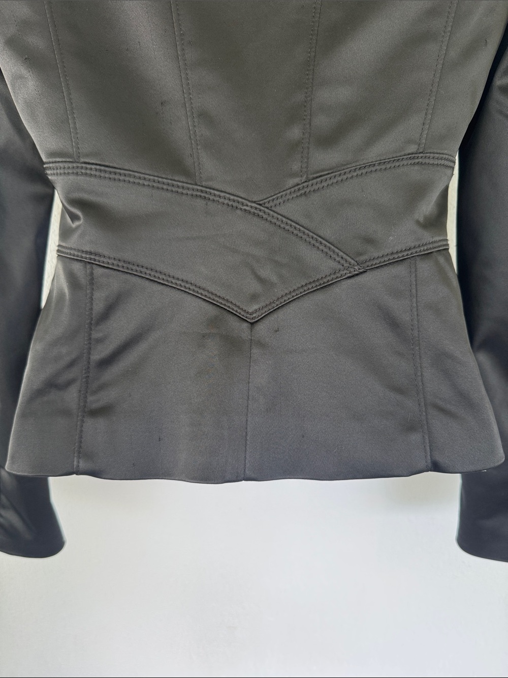 Bebe black satin single button tailored fit blazer jacket size 0 - Picture 12 of 14